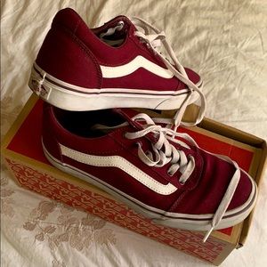 Vans Burgundy and White Sneakers